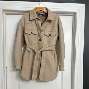Zara Women's Beige Utility Jacket with Belt